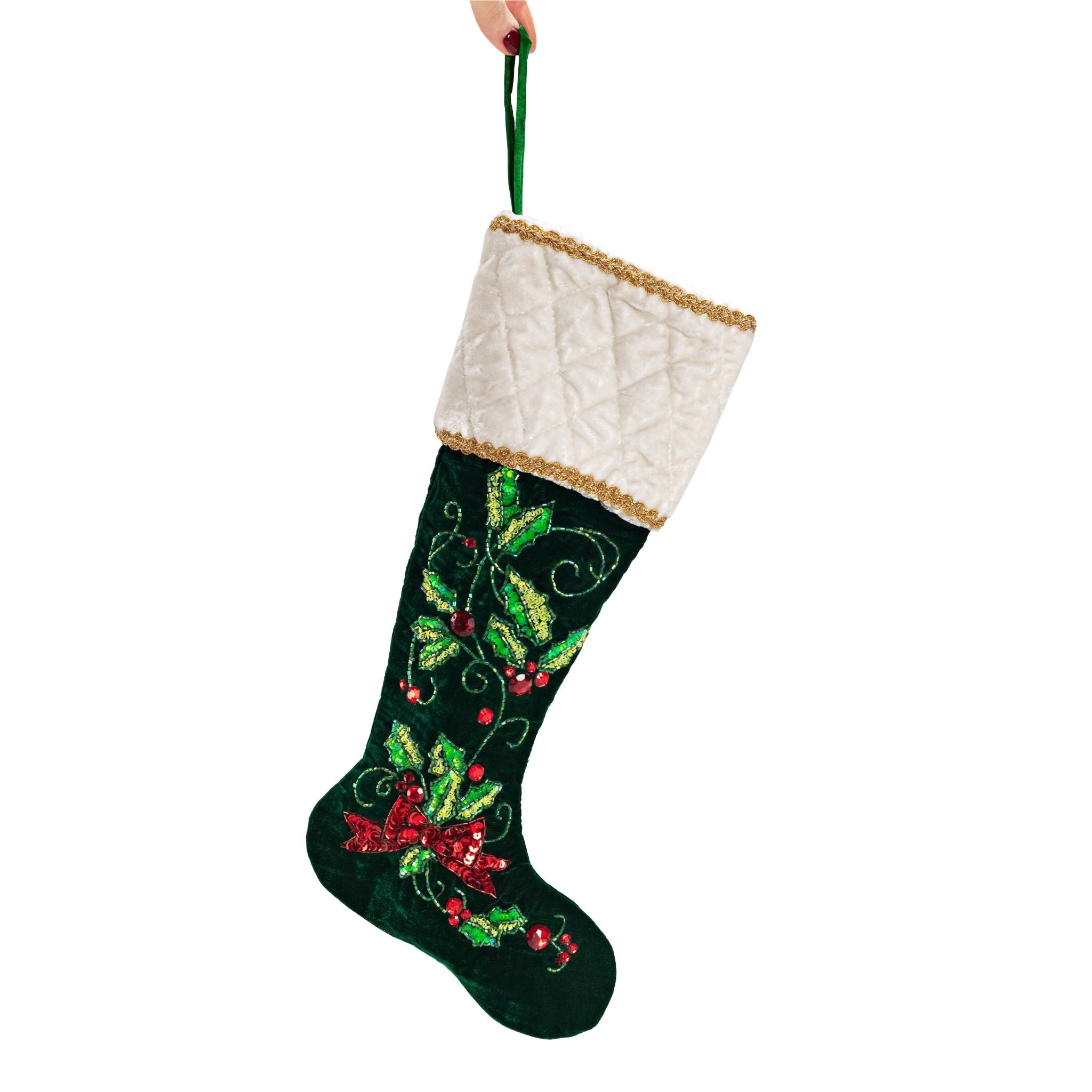 Green Floral Christmas Stockings by Saule Parc